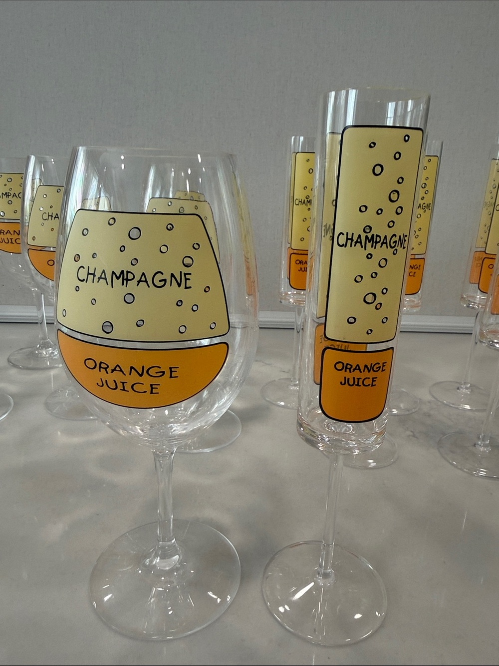 Champagne & Orange Juice Printed Mimosa Plastic Cups